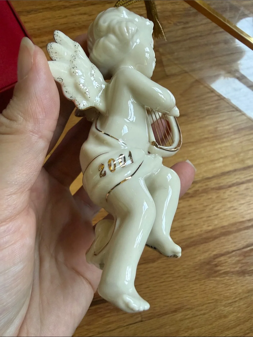 Lenox 2001 Annual Cherub Ornament golf accents new in box